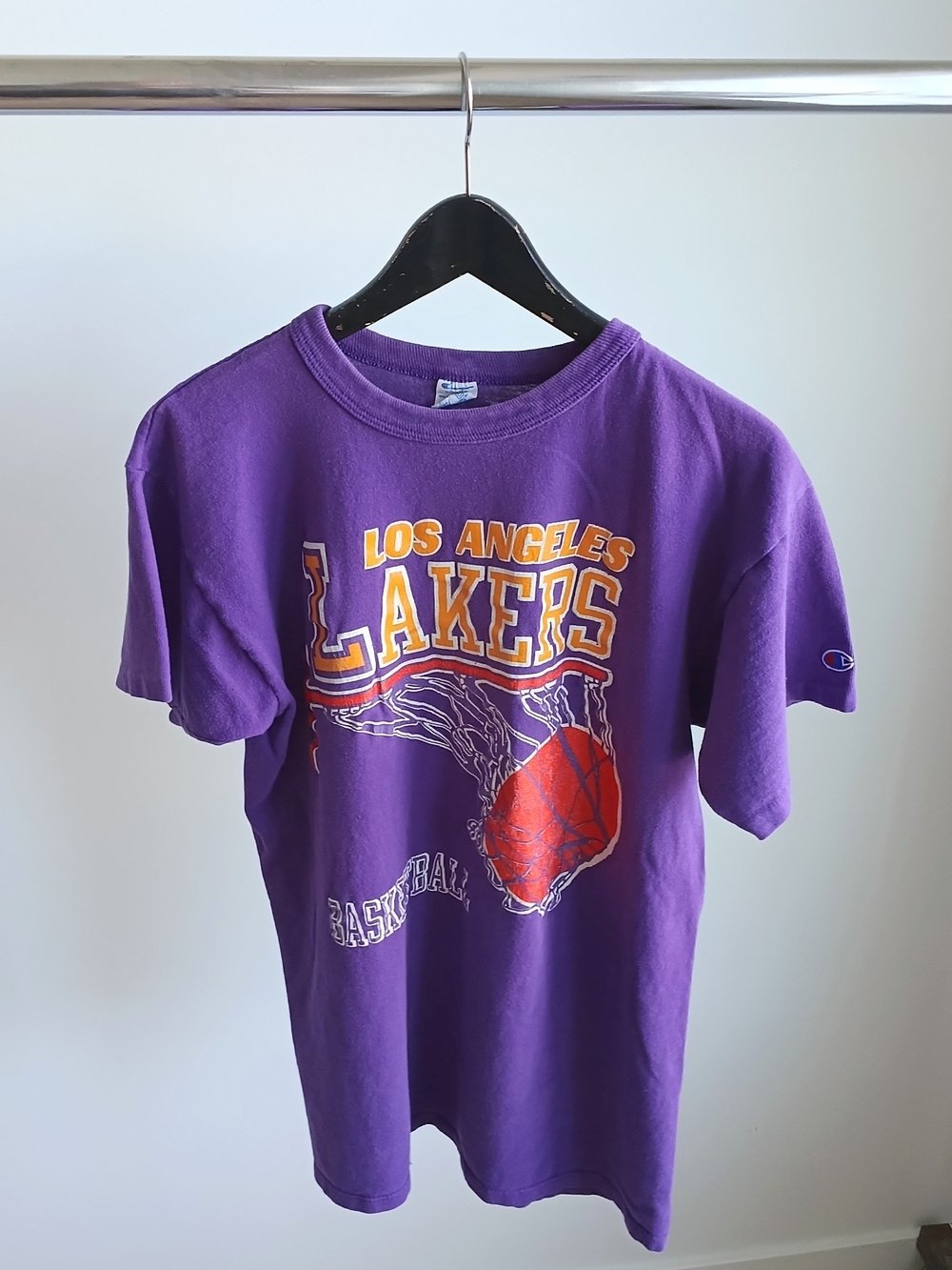 VTG 90s Los Angeles Lakers Champion Blue Bar Shirt Large Fits Medium